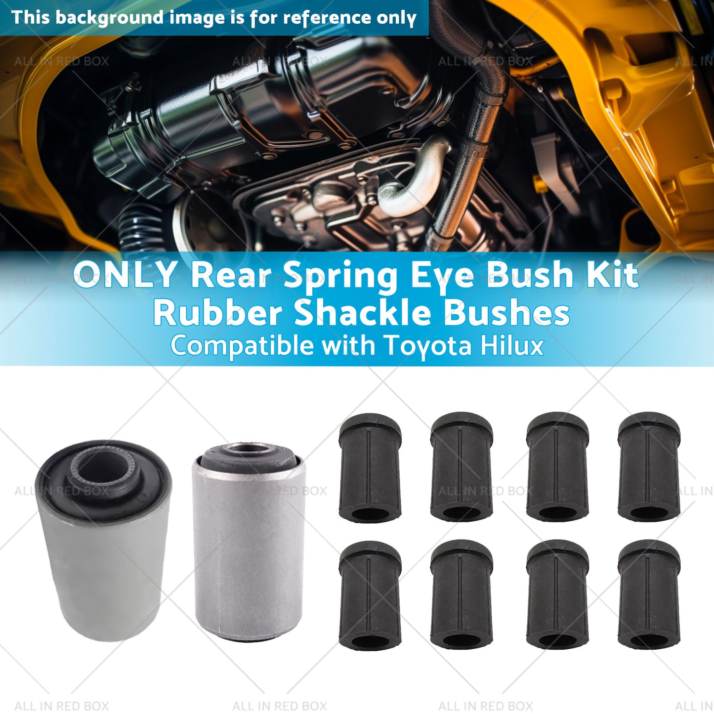 {{ Rear Spring Eye Bush Kit Rubber Shackle Bushes Suitable for 91-04 Toyota Hilux }} - Buy Car Parts Online at {{ Kaka Auto Parts }}.
