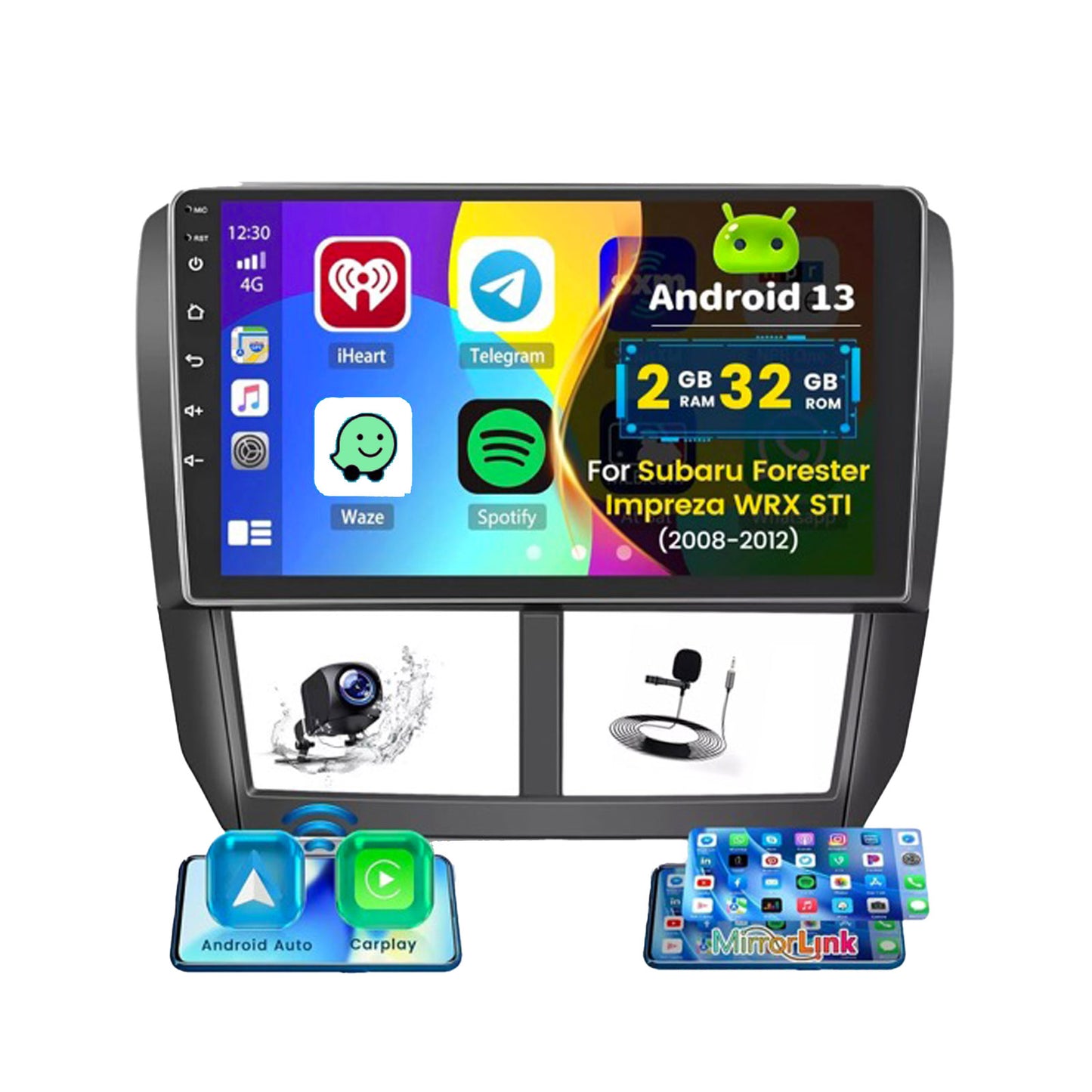 9'' In-Dash Unit Android 13 Car Stereo Suitable For Forester 08–12 Impreza 07-13