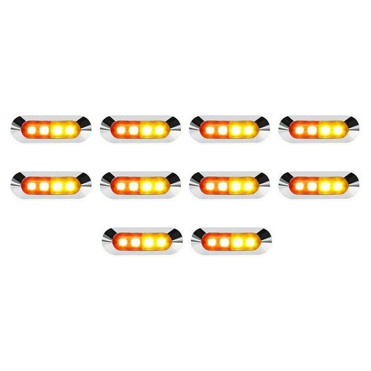 10x LED Clearance Side Marker Lights Suitable For Truck Trailer Caravan Amber & Red