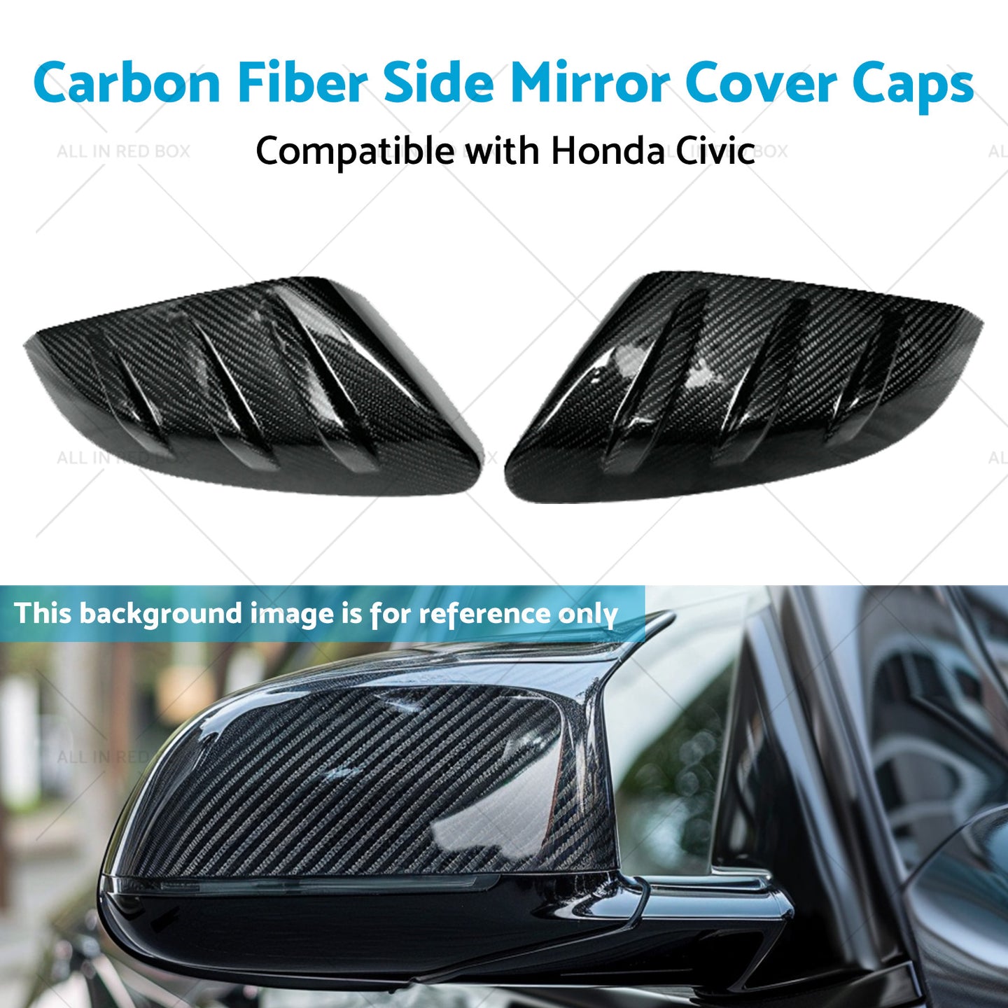 {{ 2x Carbon Fiber Side Mirror Cover Caps Suitable for 16-21 Honda Civic }} - Buy Car Parts Online at {{ Kaka Auto Parts }}.