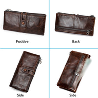 Leather Wallet Unisex Zip-Around Card Coin Holder Brown Black Red