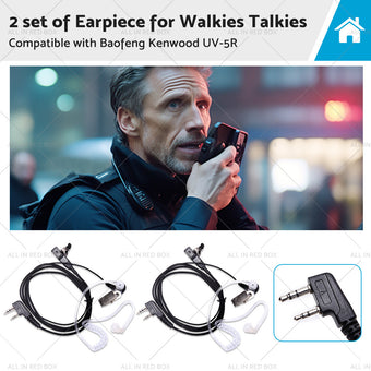 compare product 2PCS Covert Acoustic Tube Earpiece Headset Mic Suitable for Baofeng Kenwood