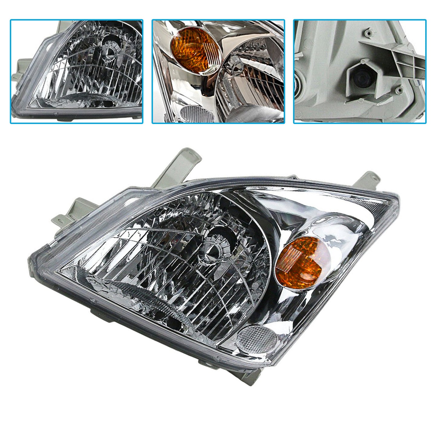 Chrome Headlight Pair Suitable For Toyota Landcruiser Prado 120 Series 2002-2009