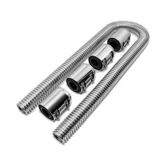 compare product 48inch Flexible Stainless Steel Radiator Hose Kit With Chrome Caps Suitable For Car Polished