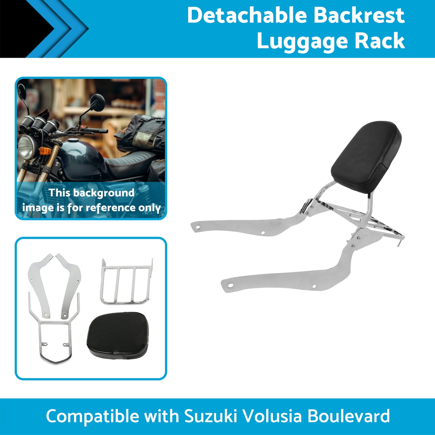 {{ Backrest Sissy Bar W  Luggage Rack Suitable For Suzuki Boulevard C50 2005-2011 }} - Buy Car Parts Online at {{ Kaka Auto Parts }}.