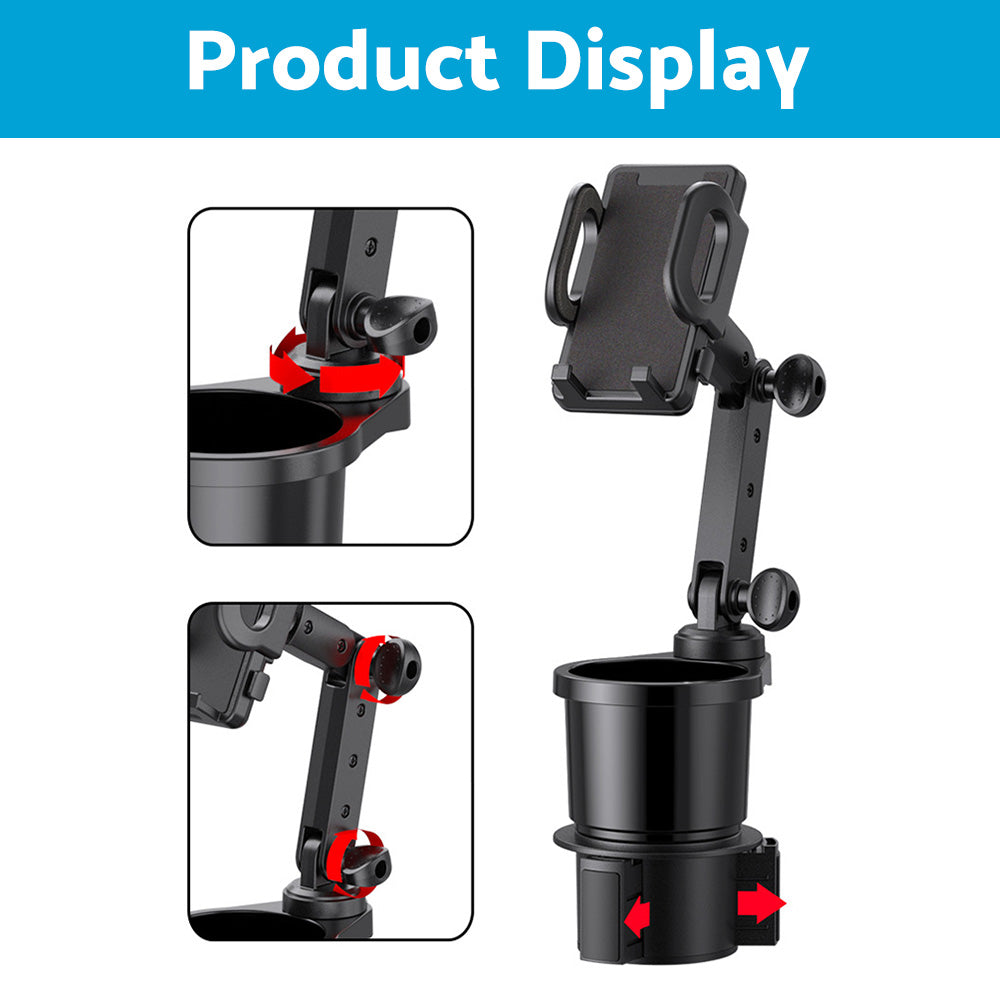 2-in-1 Universal Car Cup Holder Phone & GPS Mount Suitable For Adjustable 360° Angle