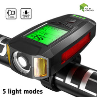 {{ USB Rechargeable LED Bicycle Headlight w/Horn Speedometer Bike Front Head Light }} - Buy Car Parts Online at {{ Kaka Auto Parts }}.