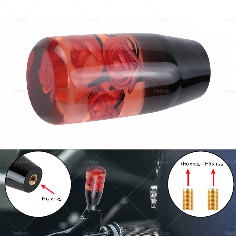 {{ 10CM Clear Red Real Flowers Manual Gear Stick Shift Knob Lever Shifter }} - Buy Car Parts Online at {{ Kaka Auto Parts }}.