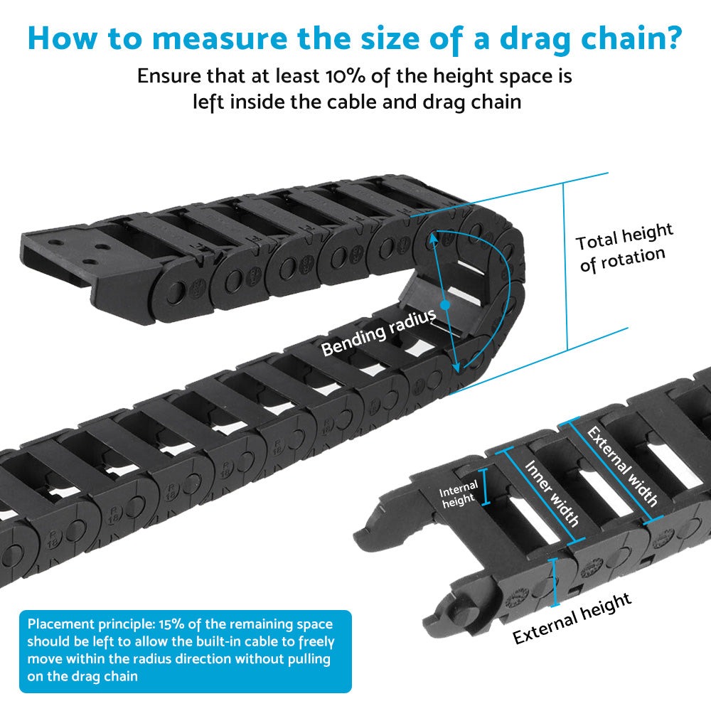10mmX20mm 1Meter Drag Chain Cable Carrier Open Type with End Connectors Plastic