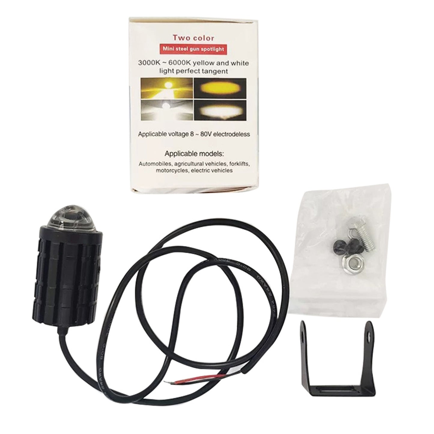 2X LED Motorcycle Headlight Spot Lights Car Driving Fog Lamp Yellow White 12-24V