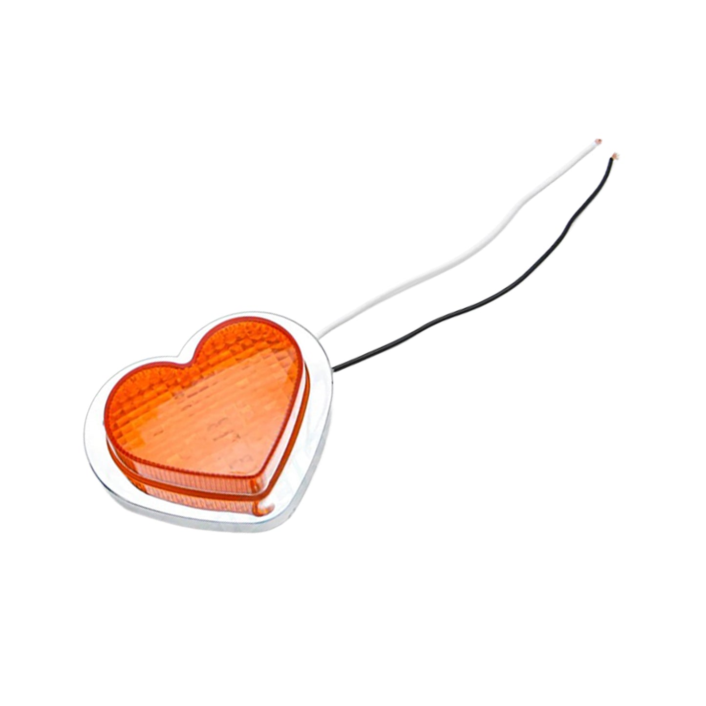 Heart Pair 12V LED Side Marker Indicators Clear Flash Amber