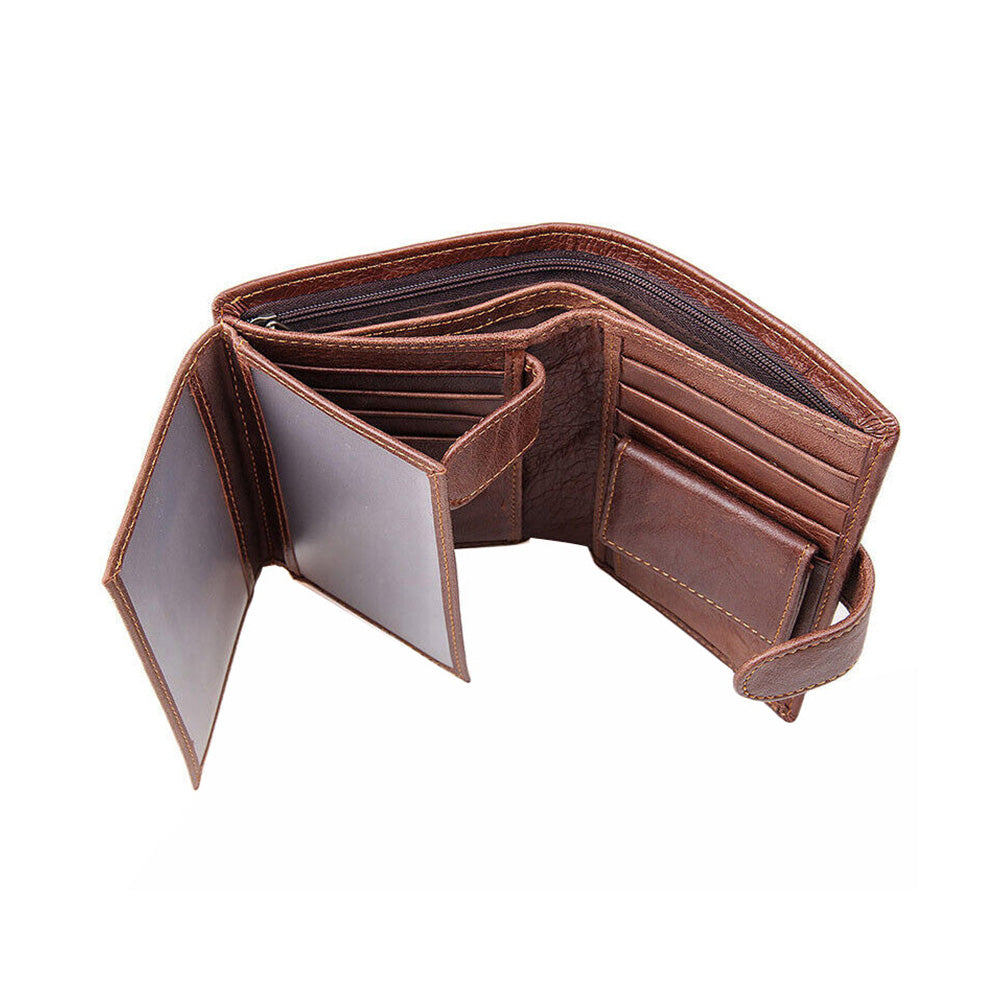 RFID Blocking Slim Leather Trifold Wallet With Credit Card Holder Suitable For Men