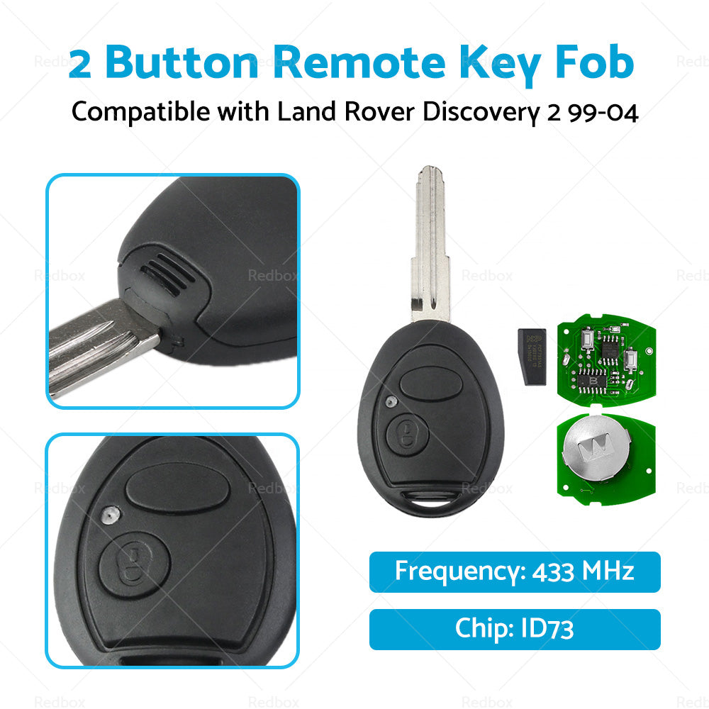 {{ 2 Button Remote Key Fob 433MHz ID73 Suitable For Land Rover Discovery 2 99-04 }} - Buy Car Parts Online at {{ Kaka Auto Parts }}.