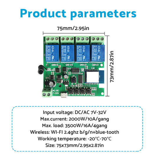 WIFI Bluetooth-compatible AC DC 4 Channel Relay Module Development Board