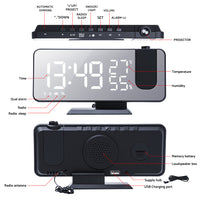 Projection on Ceiling Digital Dual Alarm Clock Bedroom Radio LED Big Screen