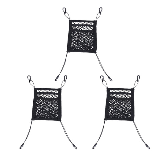3x Car & Truck Seat Mesh Storage Net Bag Organizer Suitable For Multi-Pocket Use