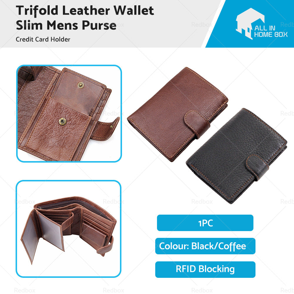 {{ RFID Blocking Leather Wallet Slim Mens Purse Trifold Credit Card Holder }} - Buy Car Parts Online at {{ Kaka Auto Parts }}.