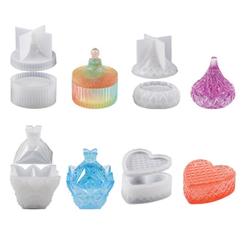 compare product Silicone Epoxy Resin Mold Jewelry Storage Box Pyramid Trinket Heart Organizer