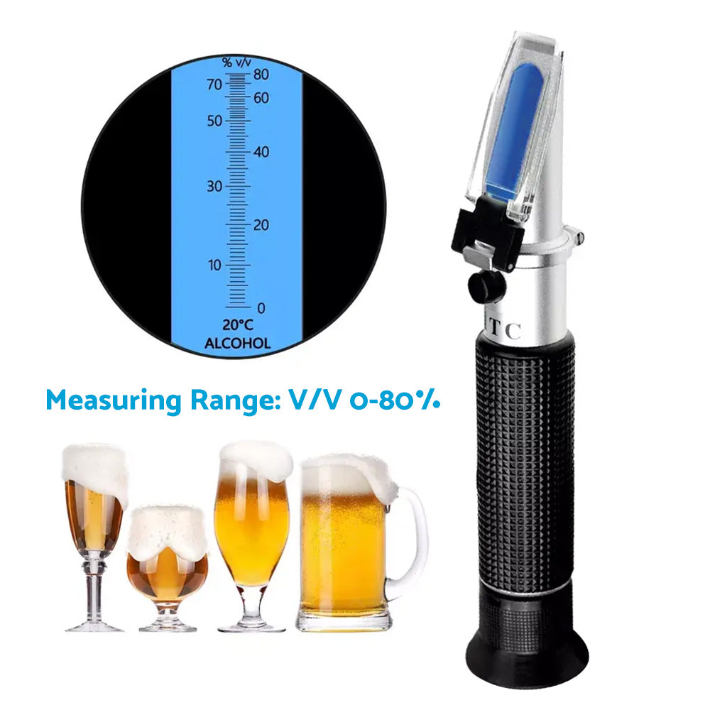 ATC Alcohol Refractometer Liquor Volume Percent Tester 0-80percent Measuring Range