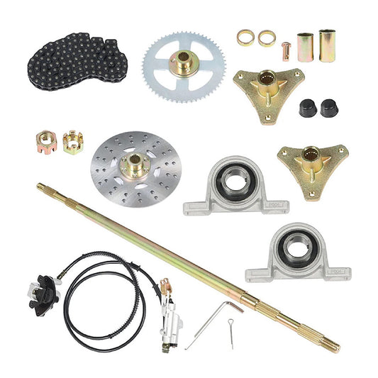 Rear Live Axle Kit With Chain, Hub Sprocket and Hub Brake Assembly Suitable For Drift Trike / Go-Kart