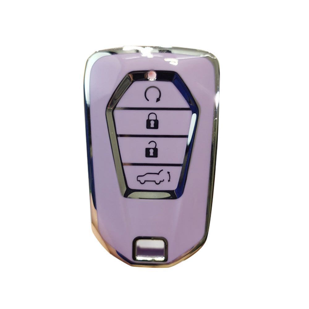 TPU Car Remote Key Fob Cover Suitable For Isuzu D-MAX MU-X MUX 4 Button Purple
