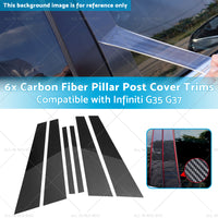 {{ 6x Carbon Fiber Pillar Post Cover Trims Suitable for Infiniti G35 02-13 }} - Buy Car Parts Online at {{ Kaka Auto Parts }}.