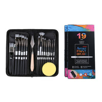 Artist Paint Brush Set 19x Suitable For Watercolour, Acrylic, and Oil Painting with Sponge Brushes
