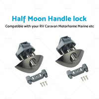 {{ 2x Zinc Alloy Half Moon Handle Push Lock Knob For Camper RV Kitchen Cabin Black }} - Buy Car Parts Online at {{ Kaka Auto Parts }}.