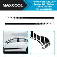 {{ 2x Racing Plaid Side Door Fender Skirt Stripes Decals Stickers Car Accessories }} - Buy Car Parts Online at {{ Kaka Auto Parts }}.