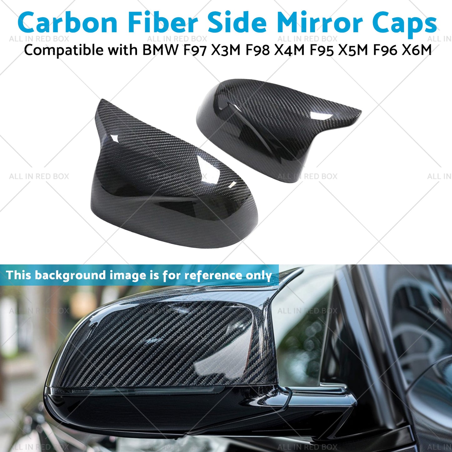 {{ Carbon Fiber Side Mirror Caps Suitable for BMW X5M F96 X6M F97 X3M F98 X4M F95 }} - Buy Car Parts Online at {{ Kaka Auto Parts }}.