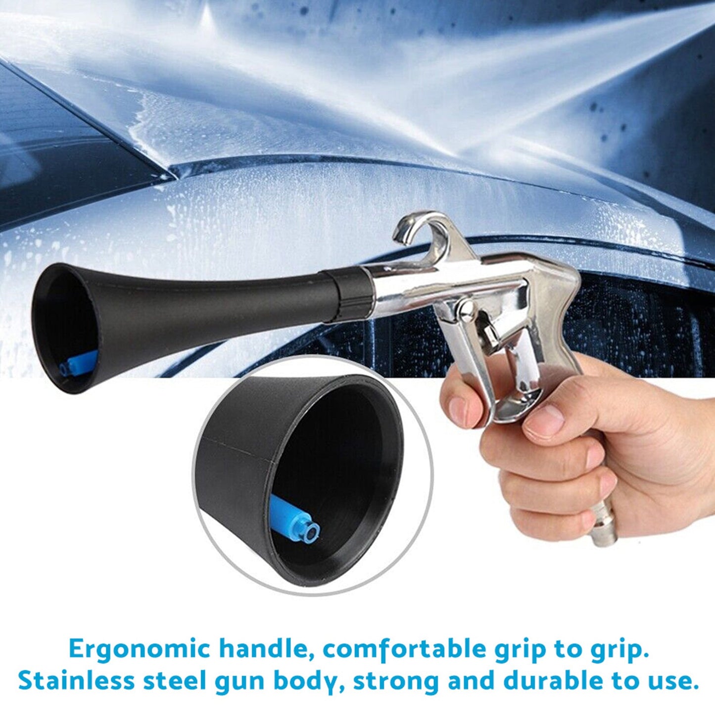 Car Cleaning Gun Aluminum Alloy Ergonomic Handle Rust-Proof Durable 0.8 MPa