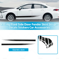 {{ 2x Racing Plaid Side Door Fender Skirt Stripes Decals Stickers Car Accessories }} - Buy Car Parts Online at {{ Kaka Auto Parts }}.