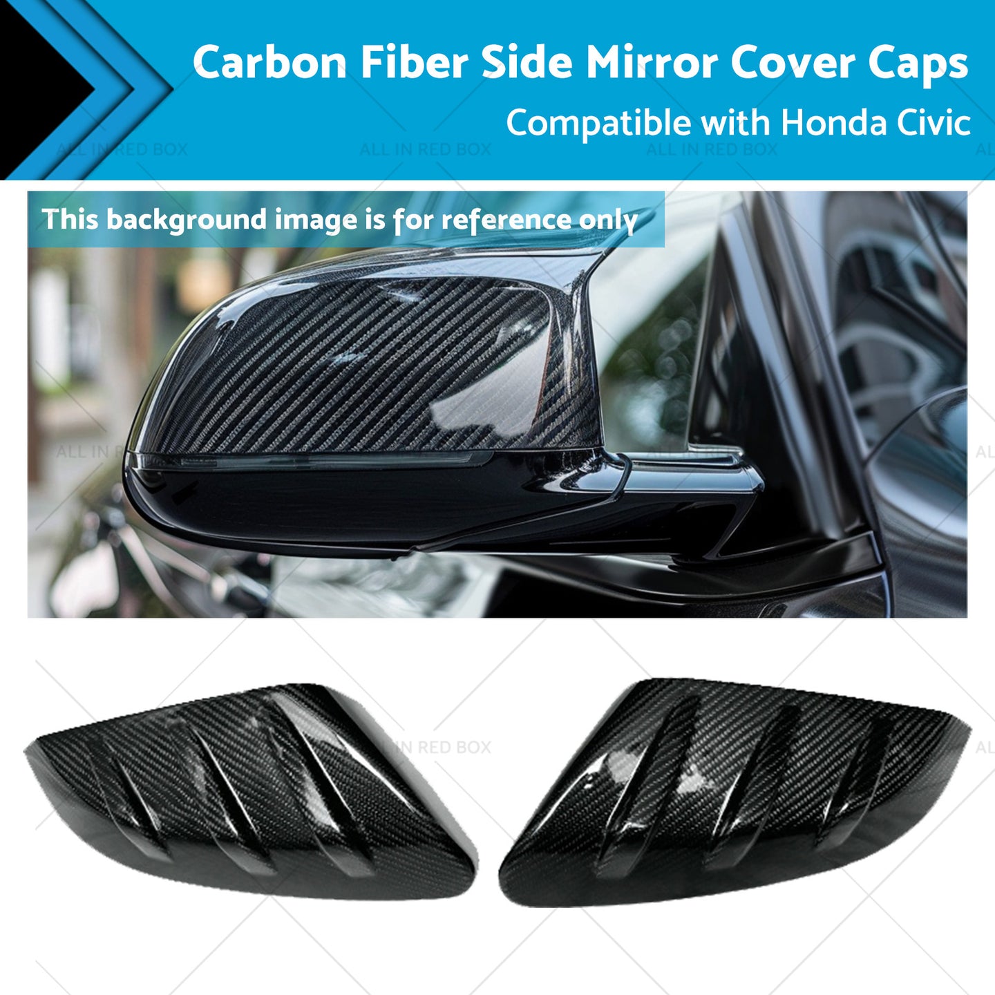 {{ 2x Carbon Fiber Side Mirror Cover Caps Suitable for 16-21 Honda Civic }} - Buy Car Parts Online at {{ Kaka Auto Parts }}.