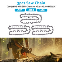 {{ 3PCS Chainsaw Chain 74DL 325. 063 Semi Chisel Suitable for 18 inch  Stihl MS291 MS260 }} - Buy Car Parts Online at {{ Kaka Auto Parts }}.