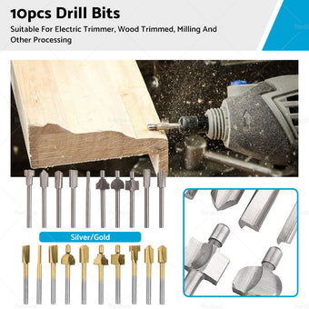 compare product Set of 10 3mm Titanium Mini Hss Router Bit Trimmer Shank Electric Trimmer Tool