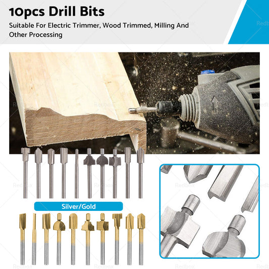 {{ Set of 10 3mm Titanium Mini Hss Router Bit Trimmer Shank Electric Trimmer Tool }} - Buy Car Parts Online at {{ Kaka Auto Parts }}.