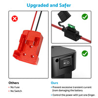 Battery Adapter With Built-In Fuse & Switch Suitable For Milwaukee 18V 14AWG