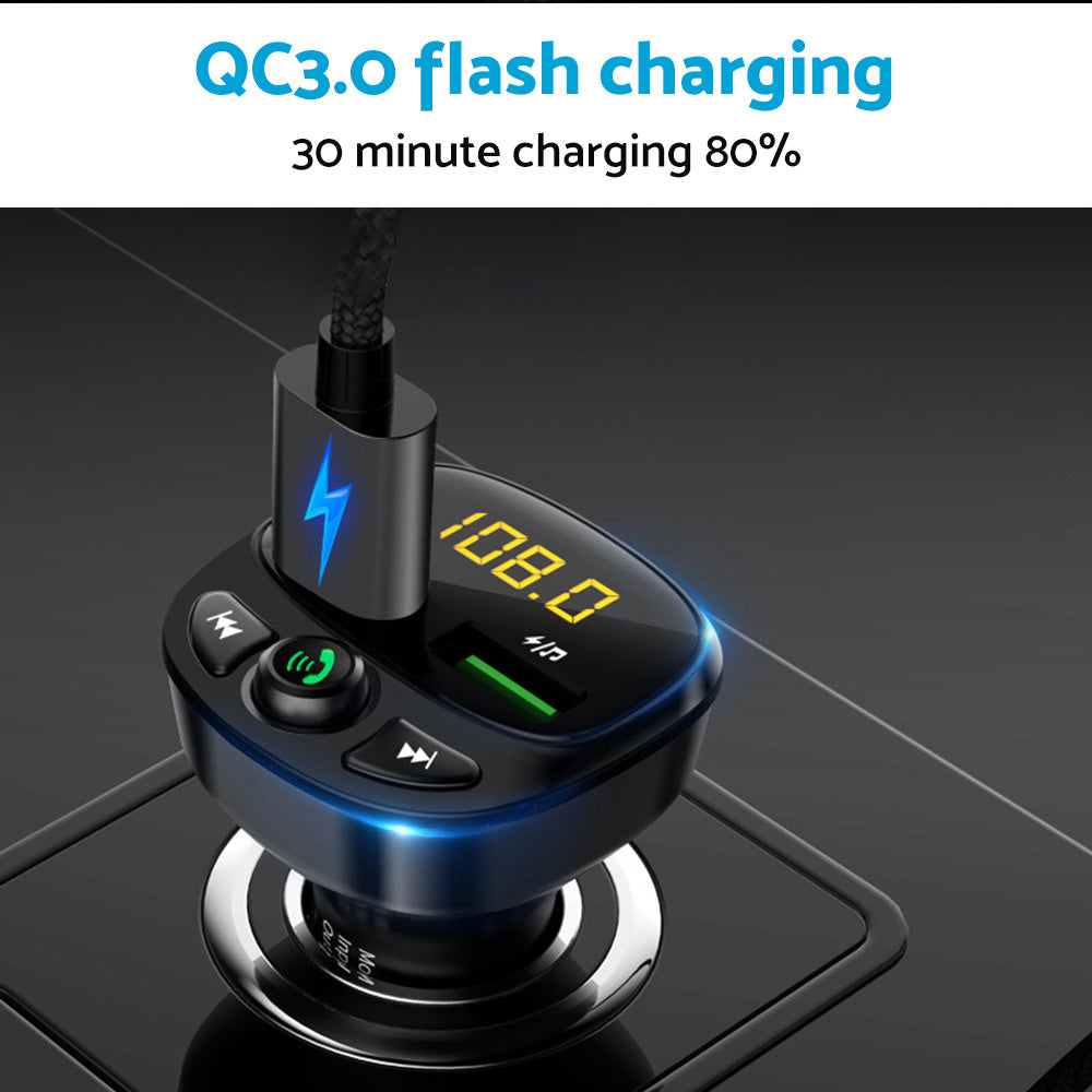 Car Phone Charger FM Transmitter With Wireless Adapter Suitable For iPhone & Android