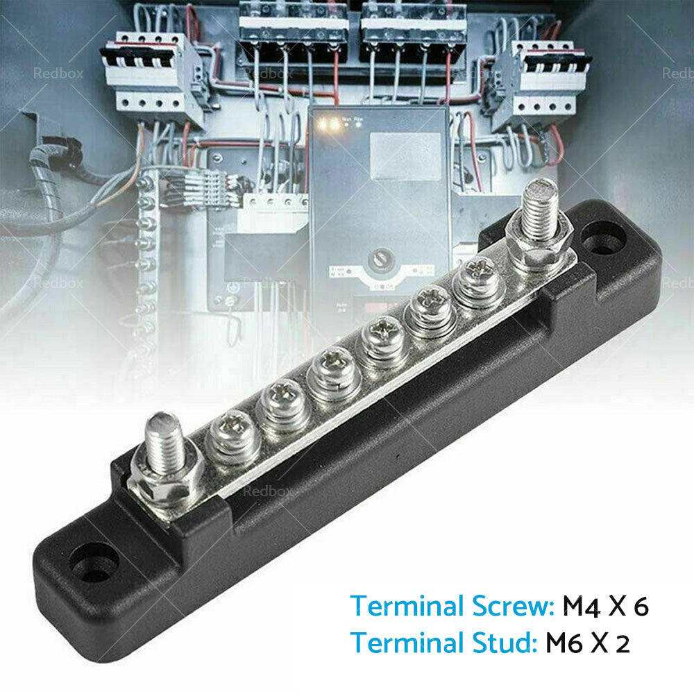 {{ 1 Red  and  1 black Bus Bar Power Distribution Terminal Block 6 Way 12V 150A Rated }} - Buy Car Parts Online at {{ Kaka Auto Parts }}.