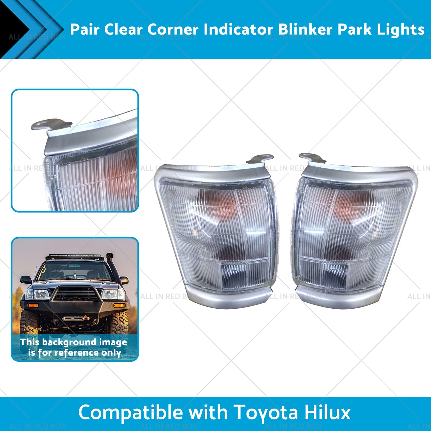 {{ Pair Clear Corner Indicator Blinker Park Lights Suitable for 97-01 Toyota Hilux }} - Buy Car Parts Online at {{ Kaka Auto Parts }}.