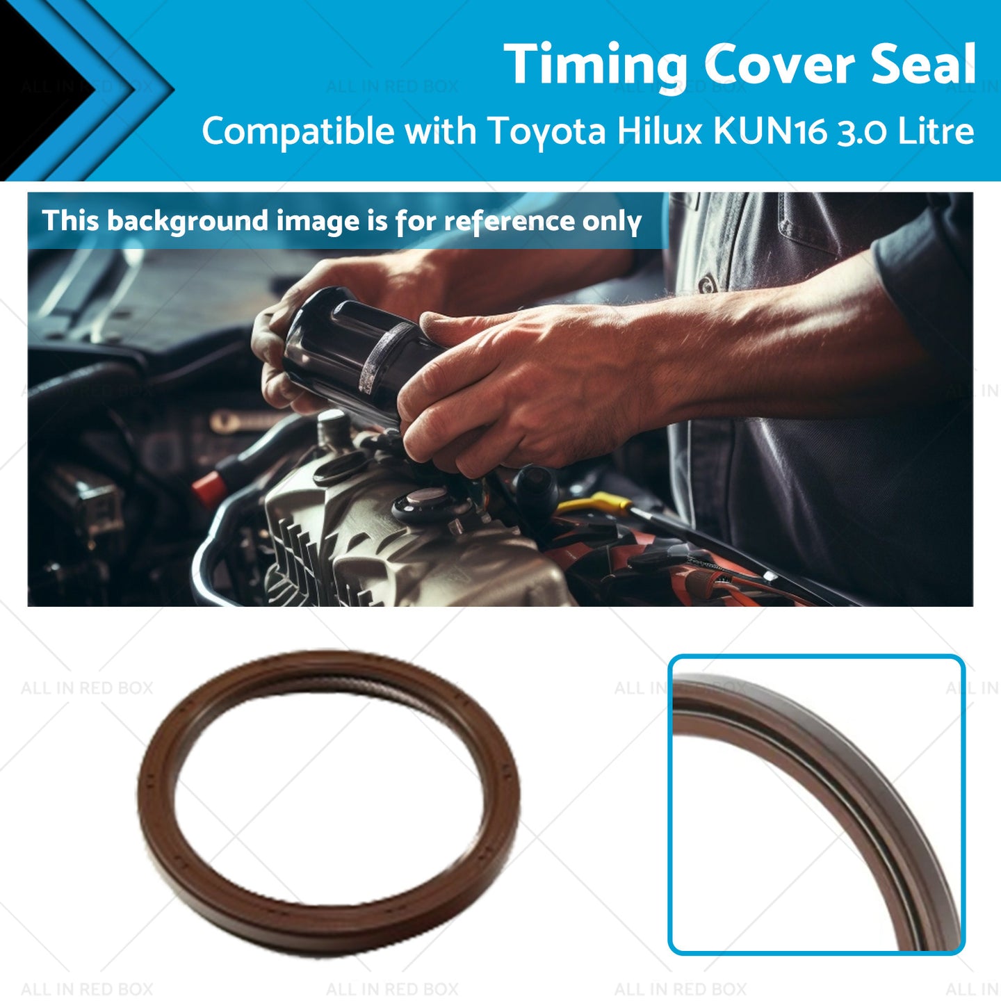 {{ KUN16-1KDFTV Timing Cover Seal Suitable for Toyota Hilux KUN16 3. 0 Litre 05-15 }} - Buy Car Parts Online at {{ Kaka Auto Parts }}.