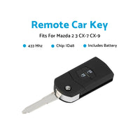 2 Button Remote Car Key 4D63 Chip 433MHz Suitable For Mazda 2 3 CX-7 CX-9 SKE126-01