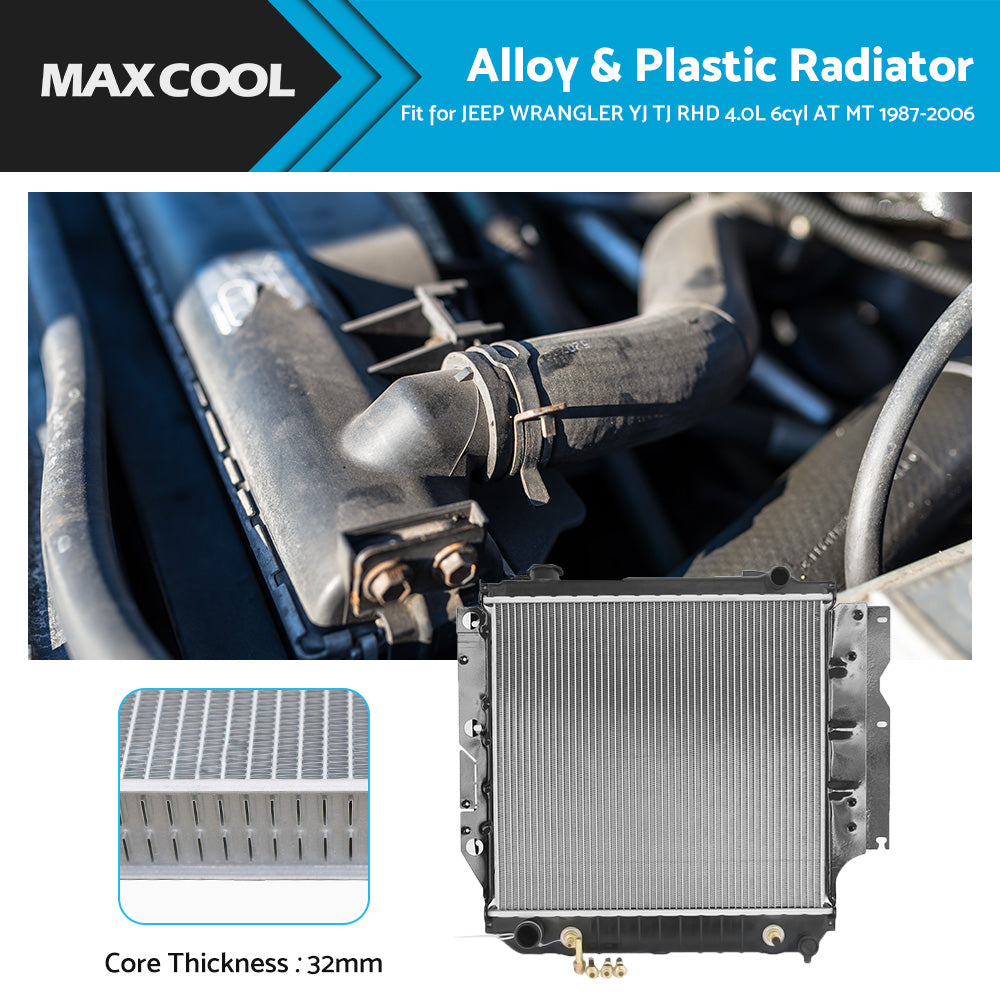 {{ 32MM HEAVY DUTY RADIATOR FIT JEEP WRANGLER YJ TJ RHD 4. 0L 6cyl AT MT 1987-2006? }} - Buy Car Parts Online at {{ Kaka Auto Parts }}.