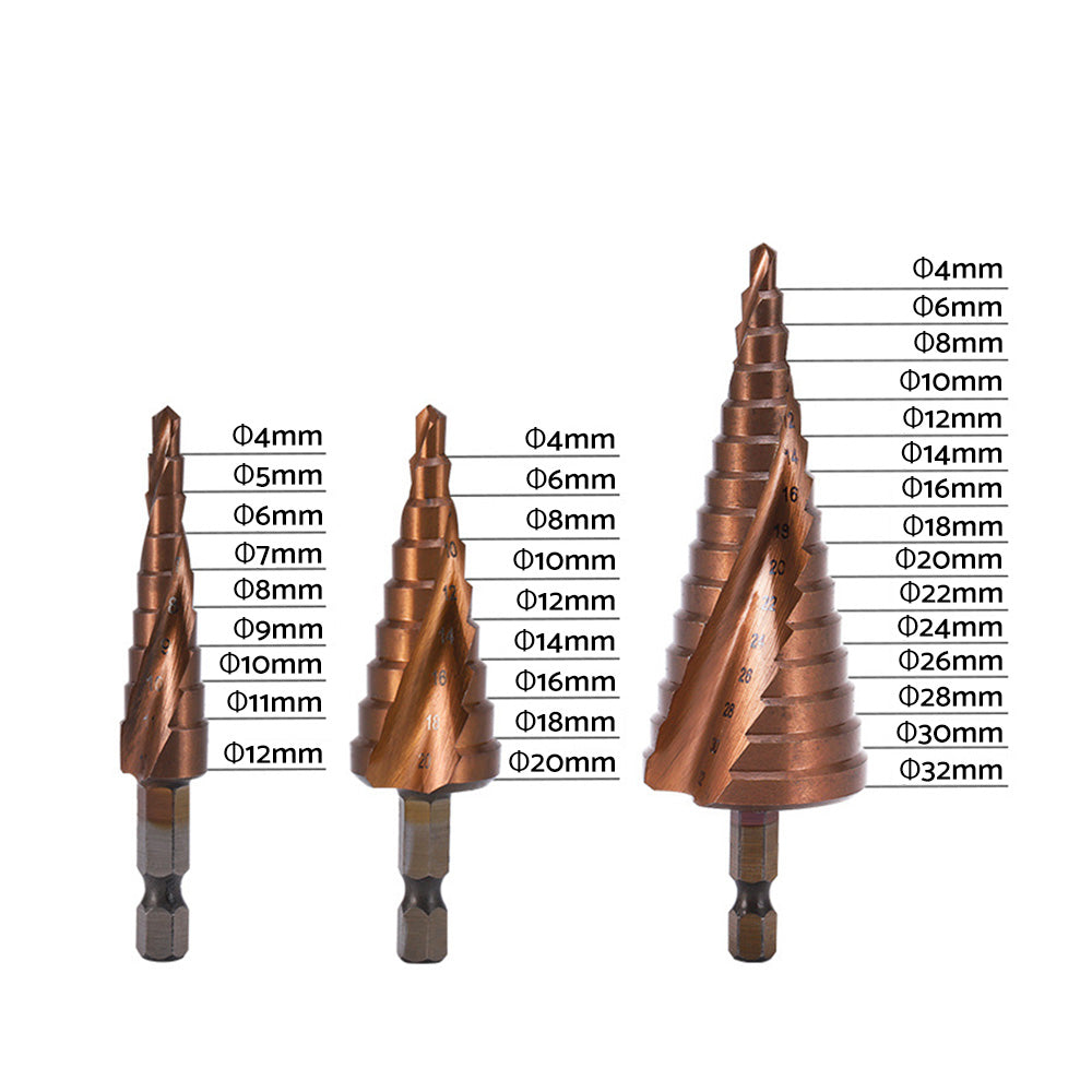 Cobalt Steel Step Cone Drill Bit Hole Cutter 4-12/20/32mm for Stainless Steel