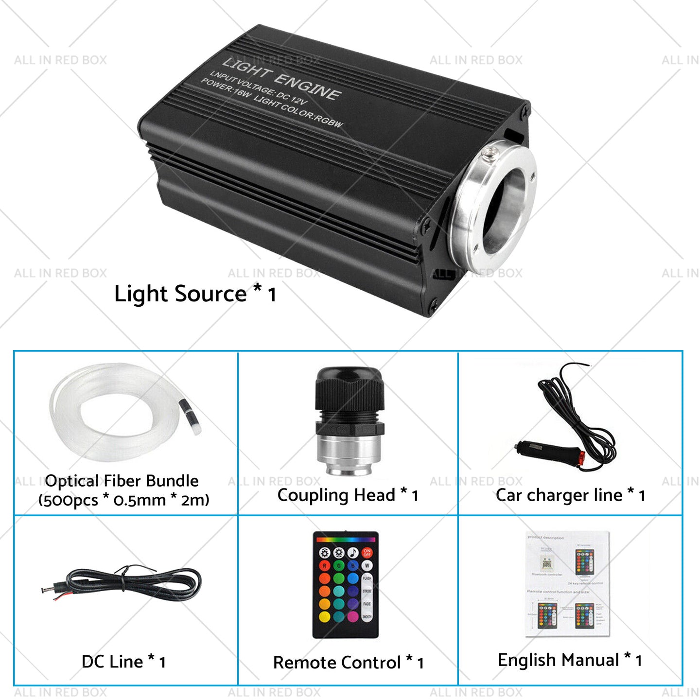 {{ 500PCS LED Fiber Optic Kit Car Home Starlights Headliner Ceiling Light w or Remote }} - Buy Car Parts Online at {{ Kaka Auto Parts }}.