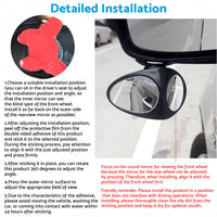 {{ 2PCS Car Exterior Panoramic Door Side Rear View Mirror Blind Spot Wide Angle 360 }} - Buy Car Parts Online at {{ Kaka Auto Parts }}.