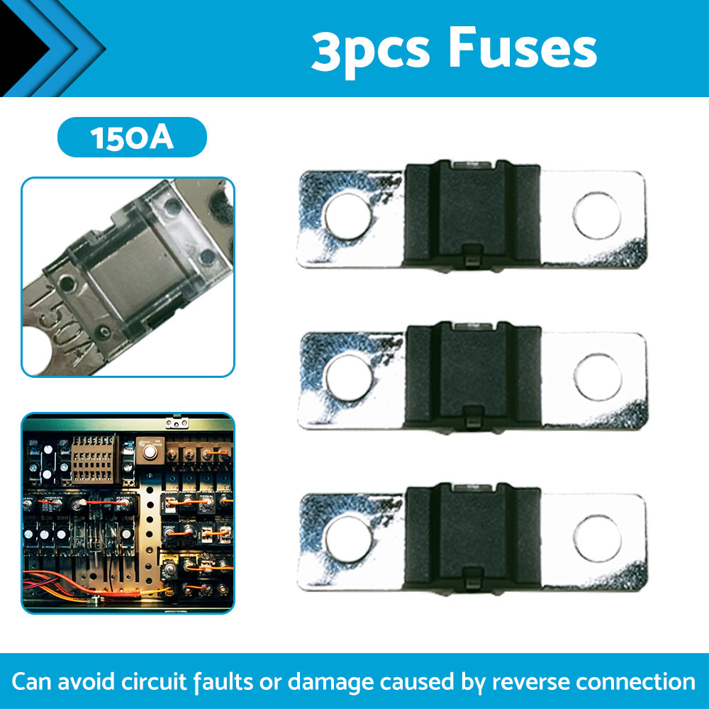 {{ 3PCS 150 AMP Mega Fuse Heavy Duty Dual Battery Mining System High Current 150A }} - Buy Car Parts Online at {{ Kaka Auto Parts }}.