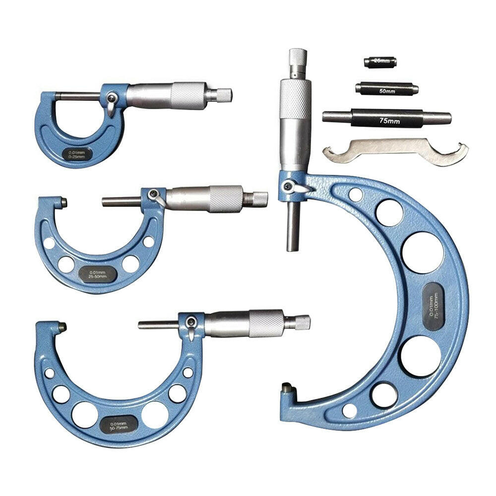 4x Outside Micrometer Set 0¨C100mm Carbide Tip Precision Measuring Tool 0.01mm Suitable For Machinist