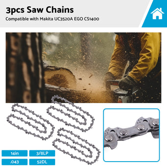 compare product 3PCS Chainsaw Chain 14inch 52DL 3 8LP. 043 Suitable for MAKITA UC3520A EGO CS1400