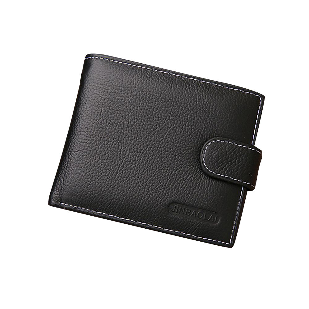 Mens Wallet Black Bi Fold with Top Layer Cowhide Leather Card Slots Coin Pocket